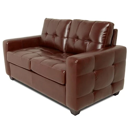 Contemporary Tufted Faux Leather Loveseat